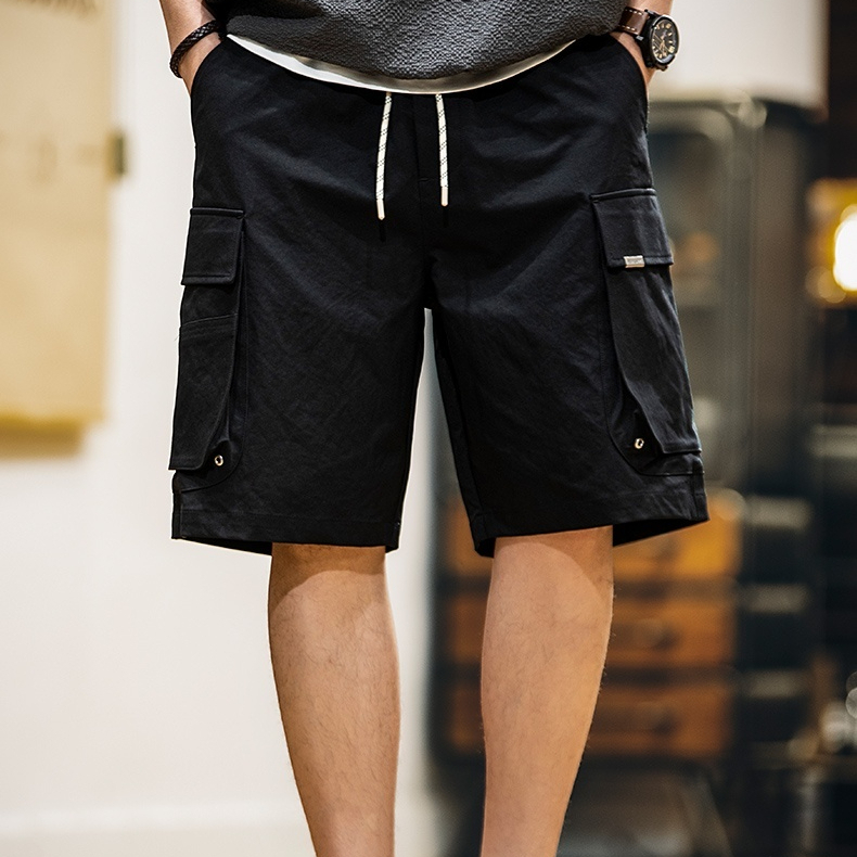 American casual large pocket men's loose straight shorts