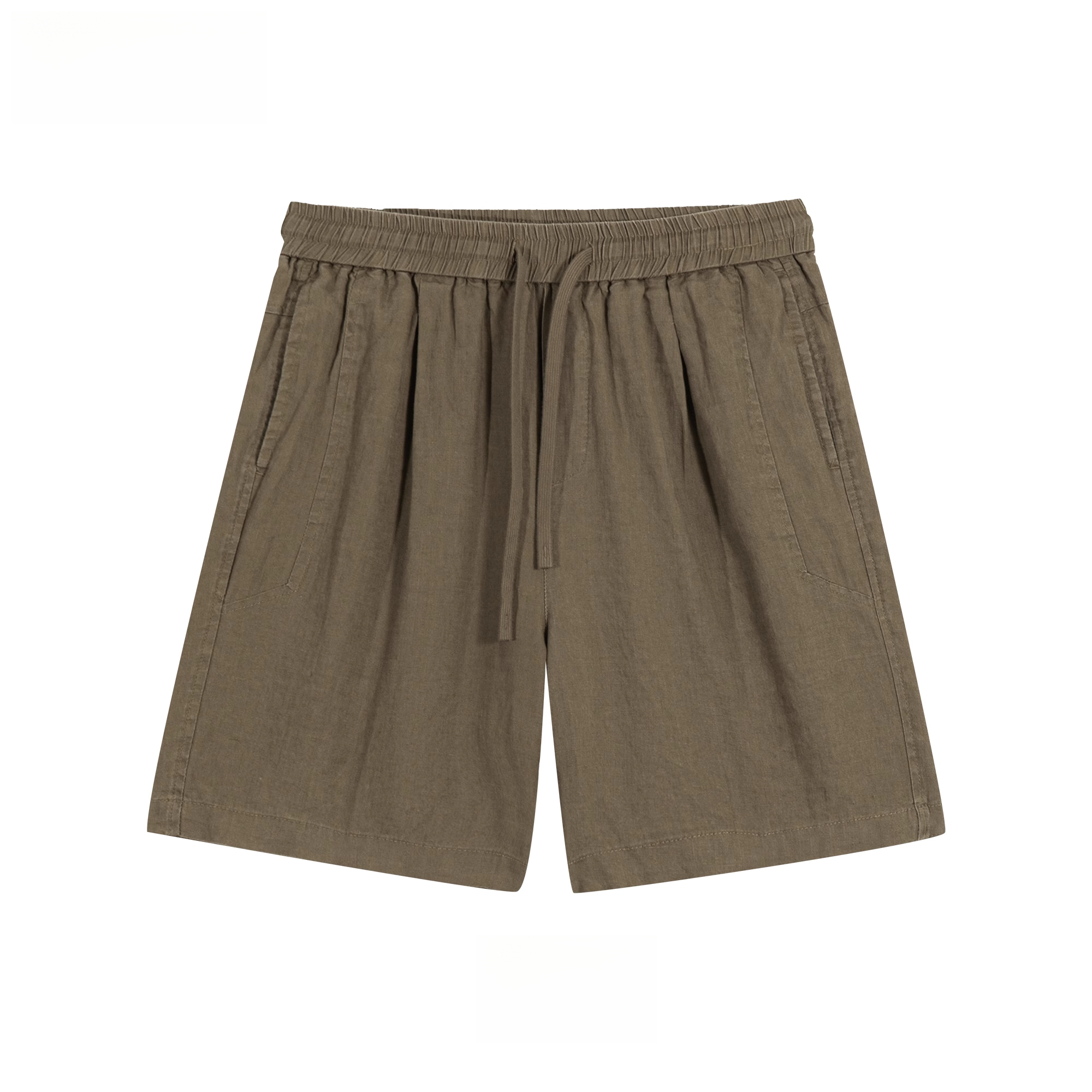 Summer casual 100% linen men's drawstring elastic waist breathable shorts