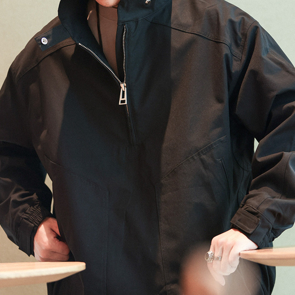 Half zip stand up collar casual workwear jacket, men's assault outdoor jacket