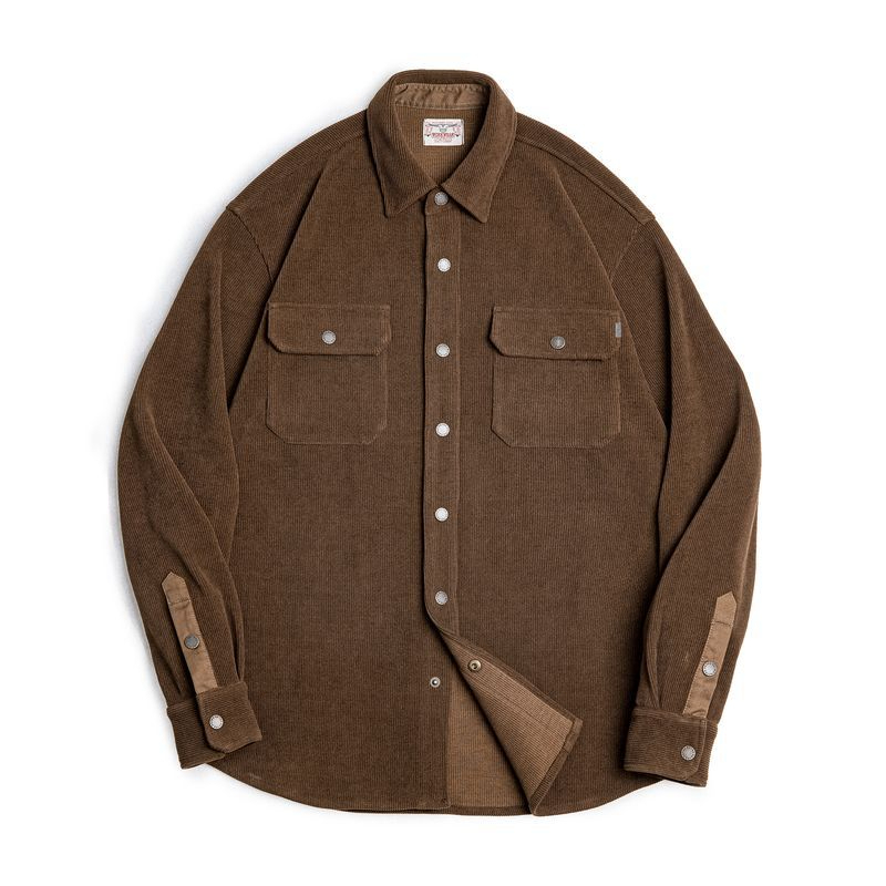 Maden Retro Heavy Knitted Velvet Shirt Jacket Imitation Corduroy Collar Jacket