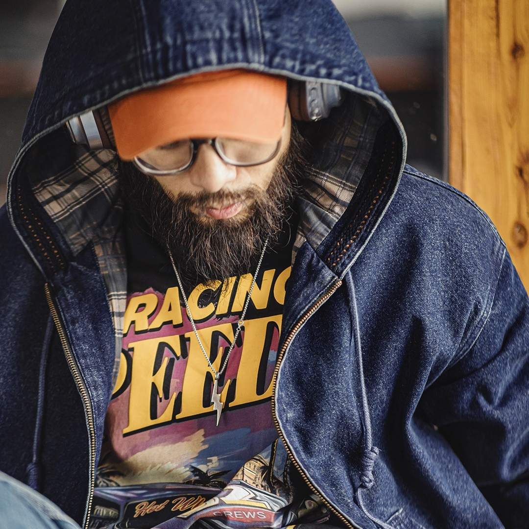 American Retro Washed Men's Denim J130 Hooded Jacket