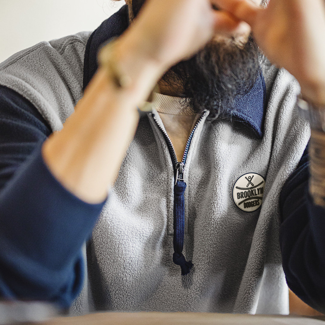 American Style Fleece Half Open Hoodie College Style Polo Collar Contrasting Color Pullover Warm Jacket