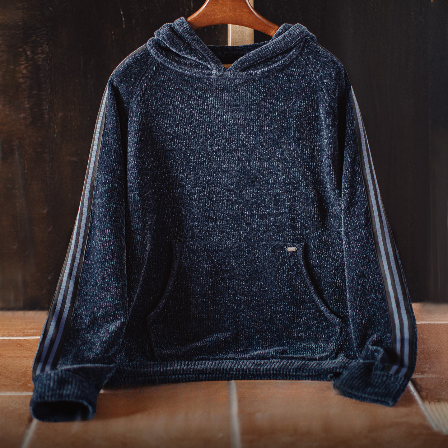 American Retro Chenille Pullover Warm Corduroy Thick Hoodie