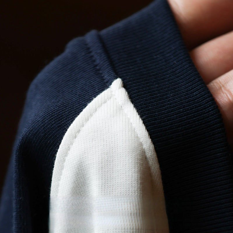 300g pure cotton contrasting shoulder length long sleeved T-shirt, loose base version base shirt