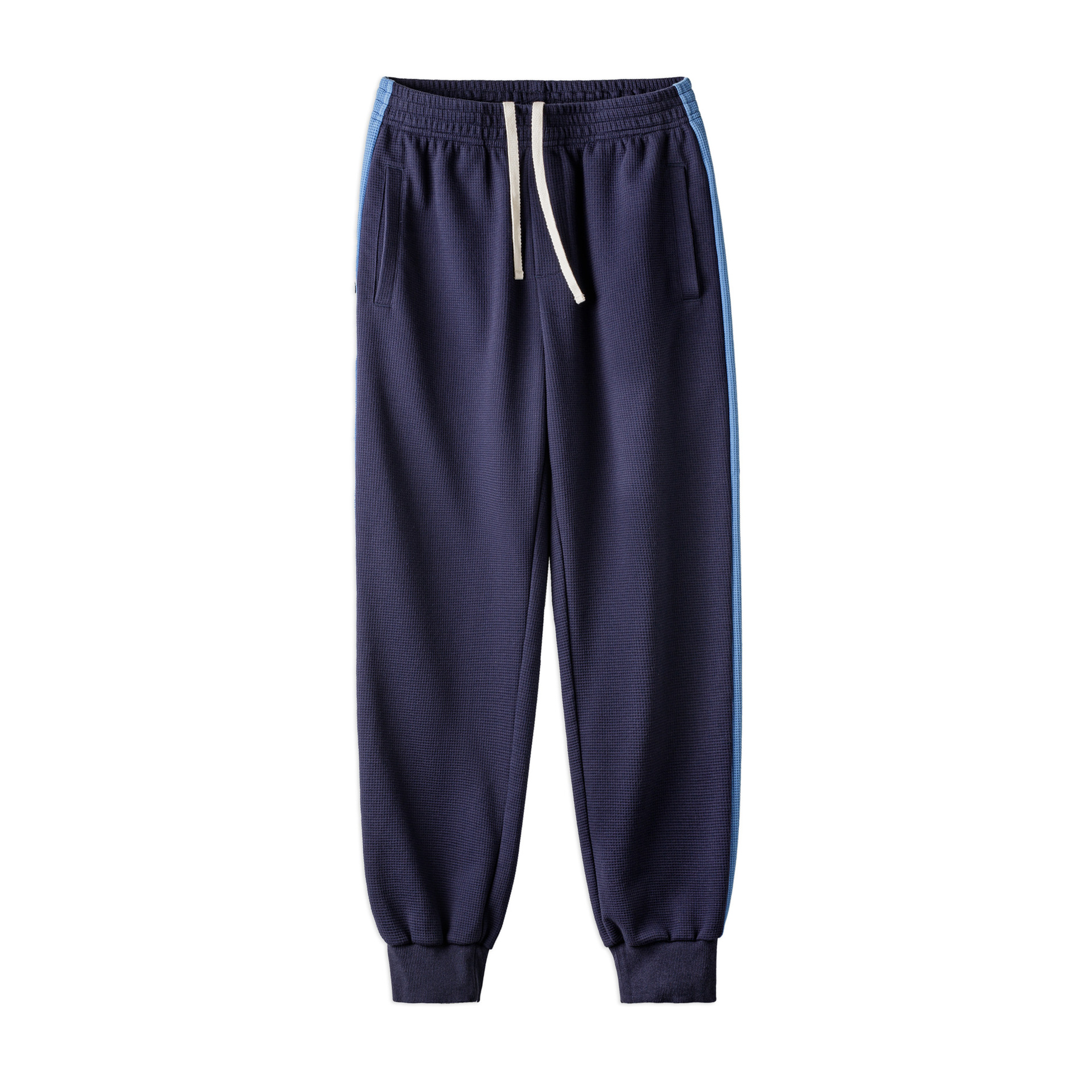 American casual sports Waffle toe pants with elastic waistband and blue pants