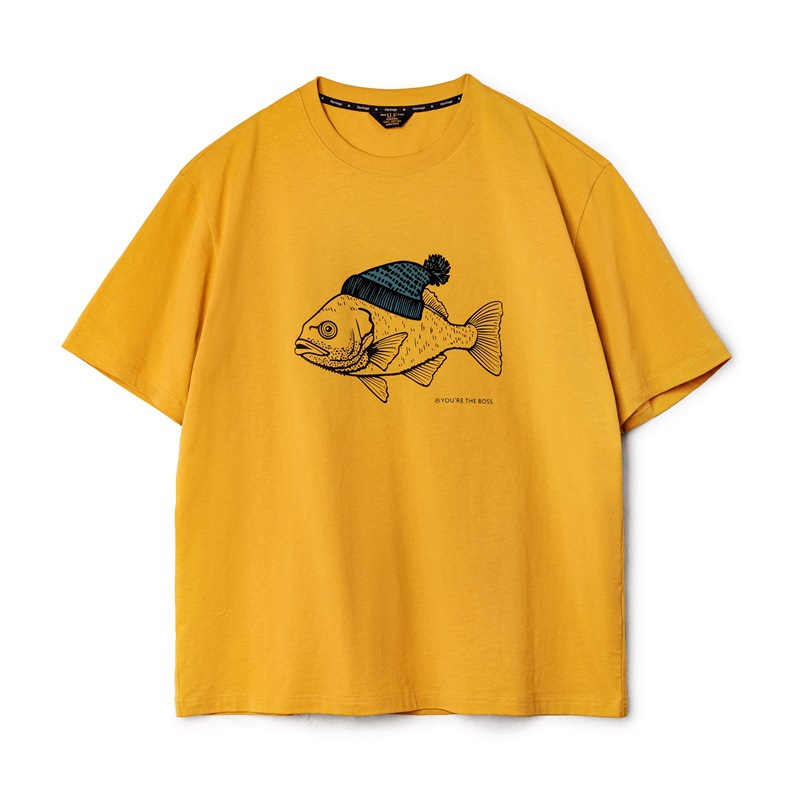 Maden Vintage deep-sea fish flocking printed T-shirt animal pure cotton round neck short sleeved T-shirt
