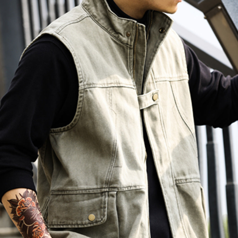 Tactical large pocket vest men's outdoor loose camping without camisole sports fishing suit