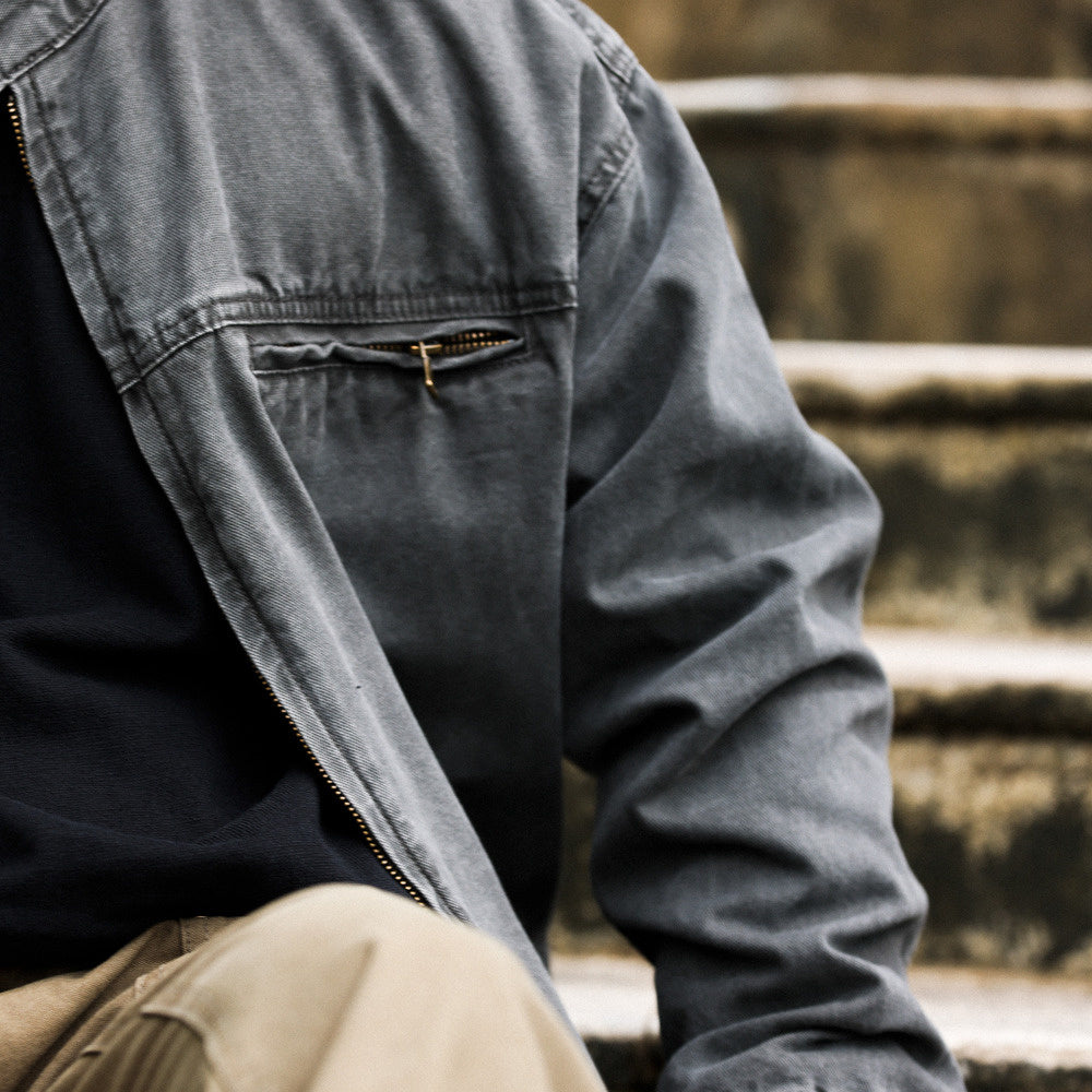 Vintage stand up collar Detroit jacket men's slightly wide canvas vintage outdoor tough guy workwear jacket