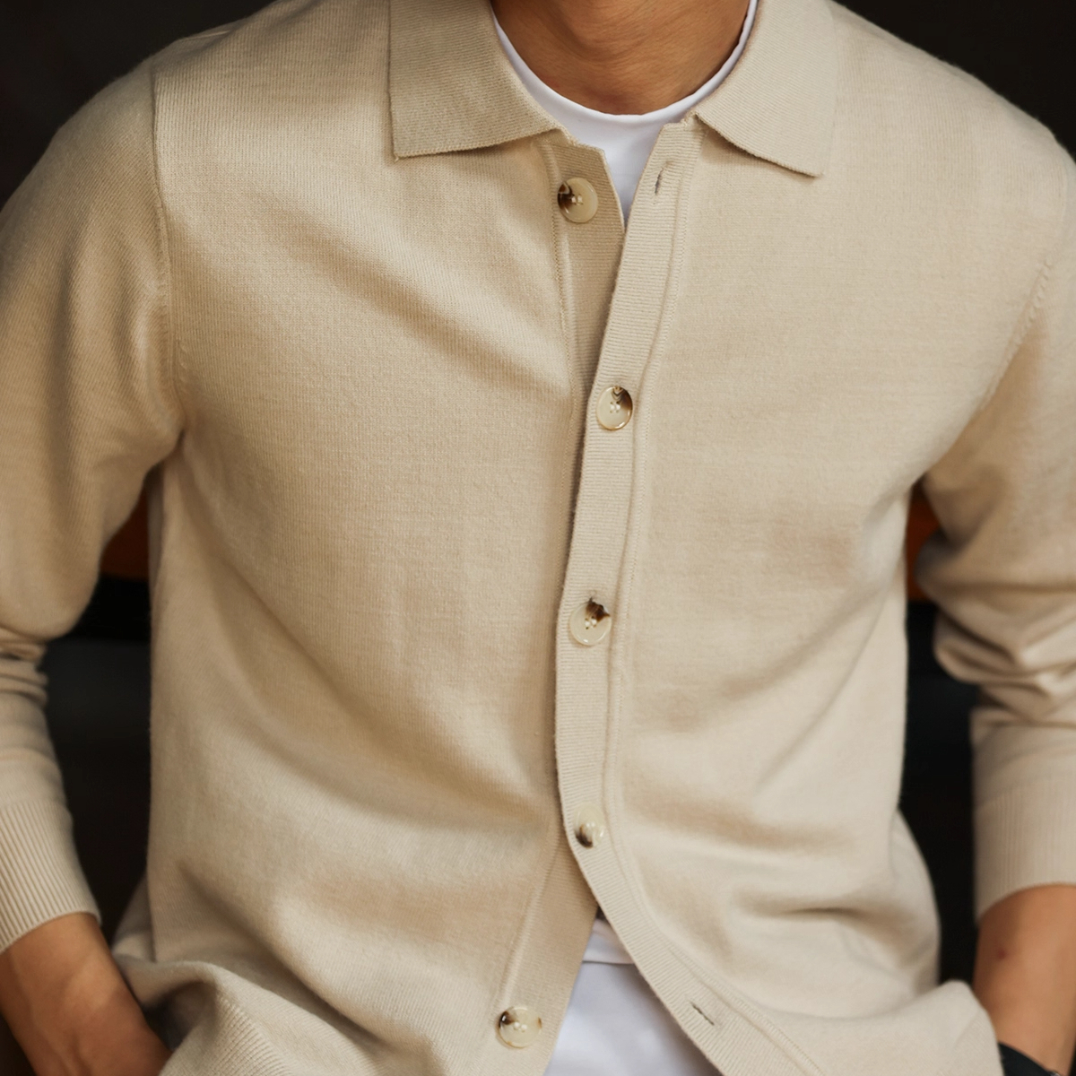 American Casual Knitted Cardigan Men's 12 Needle Single Breasted Lapel Thin Sweater Jacket