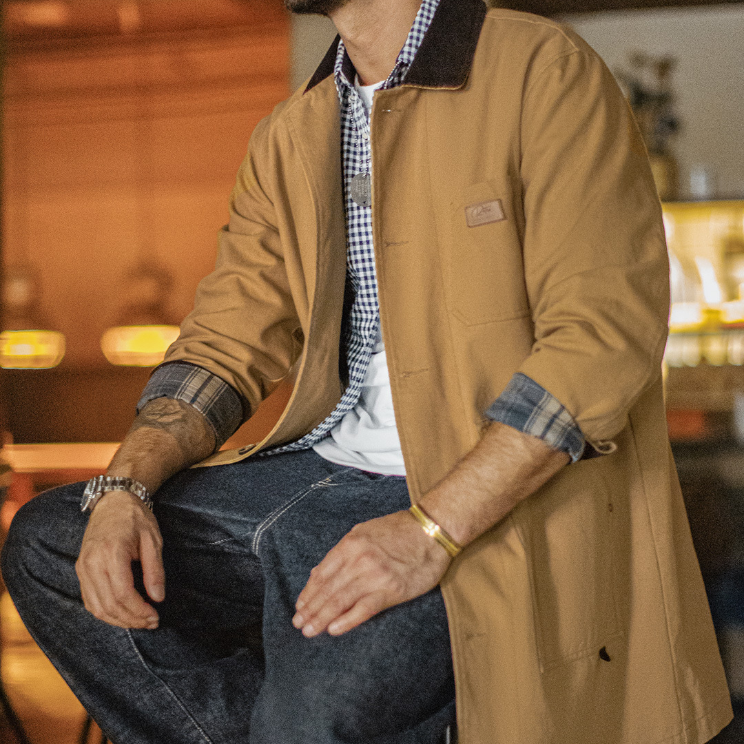 American Retro Michigan Khaki Barn Style Mid Length Jacket