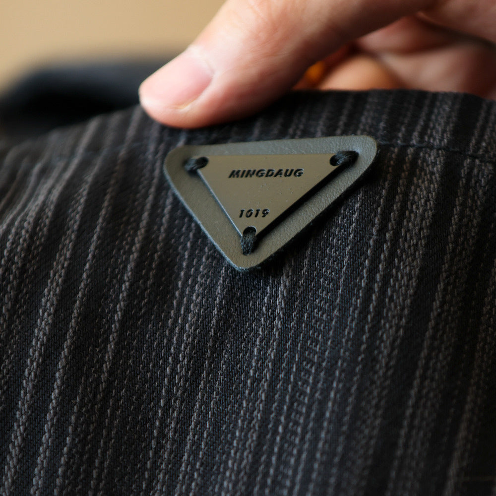 Retro heavyweight bamboo striped shirt jacket with a high-end feel, loose and casual long sleeved shirt