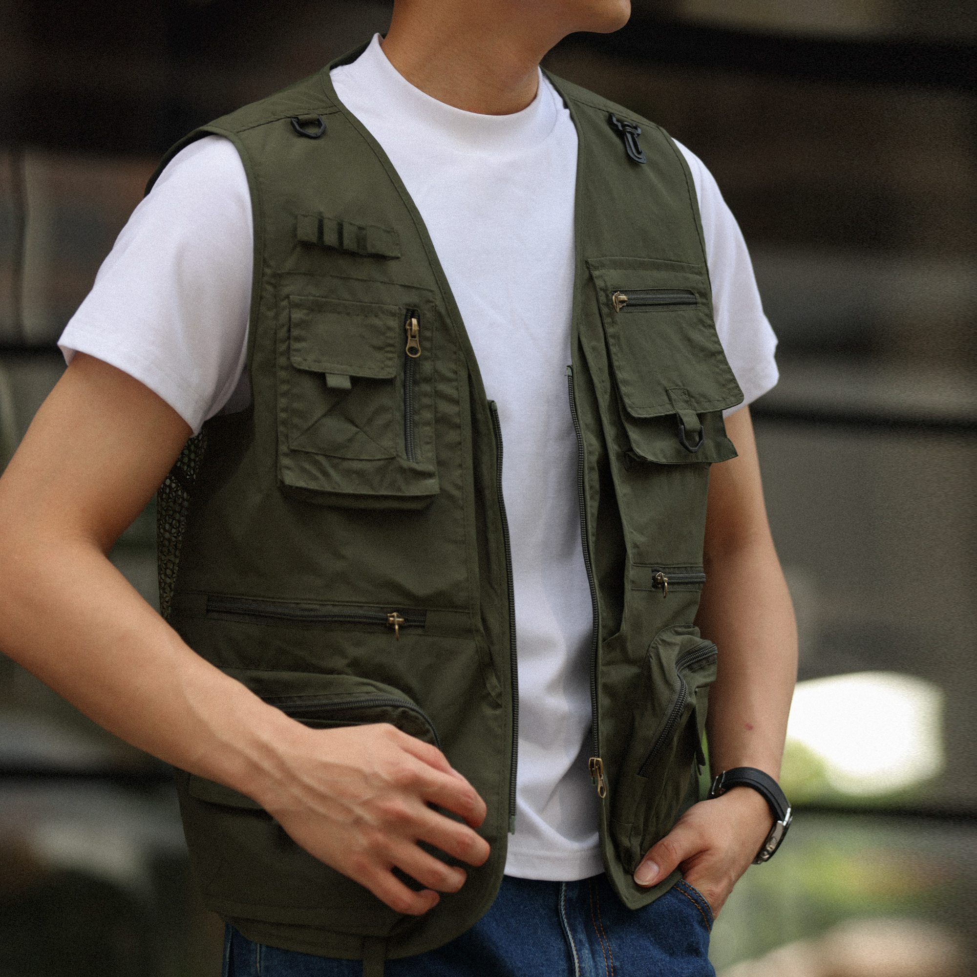 American outdoor men's multi pocket breathable photography tactical vest