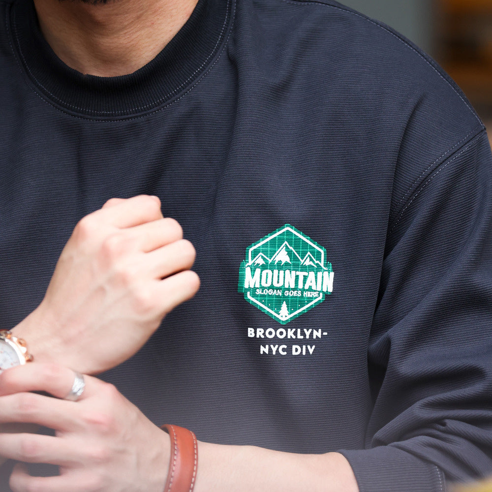 Autumn embroidered printed hoodie men's round neck ins plus size textured hooded long sleeved top