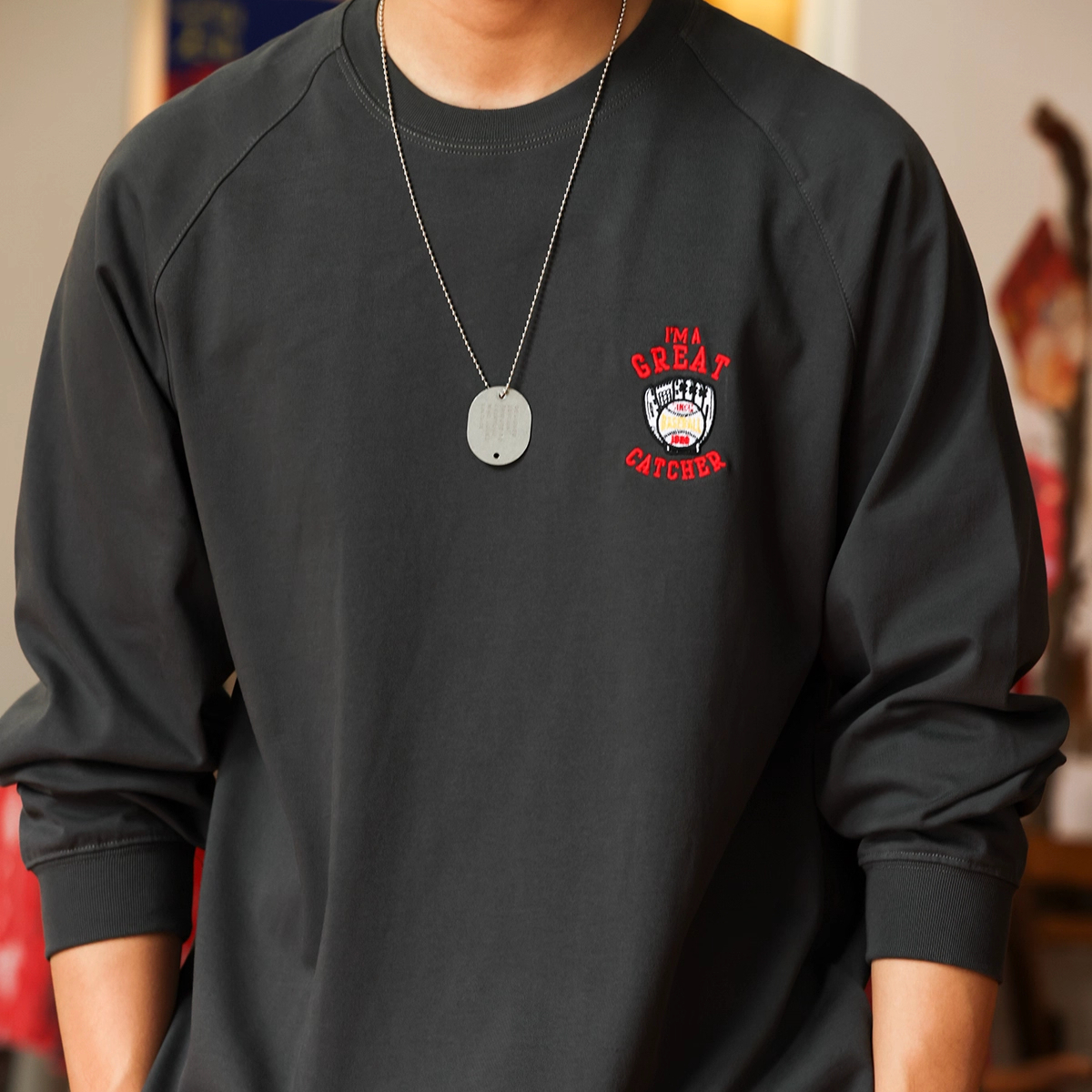 American Style 300g Embroidered Printed Men'S Autumn Long Sleeved T-Shirt