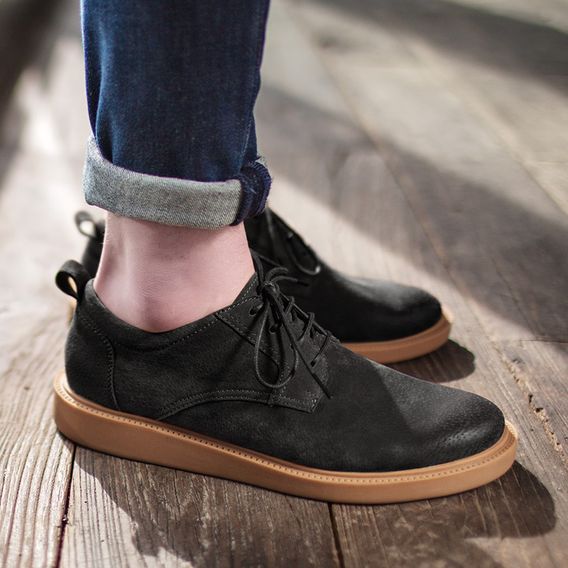 Maden British style brown sneakers, versatile casual leather shoes, trendy low cut workwear shoes