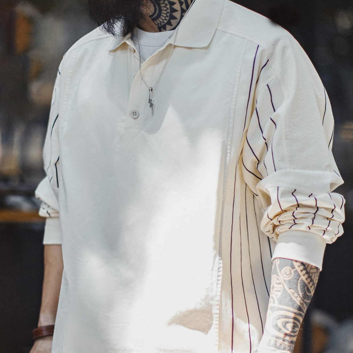 American baseball printed patchwork embroidered pure cotton polo shirt