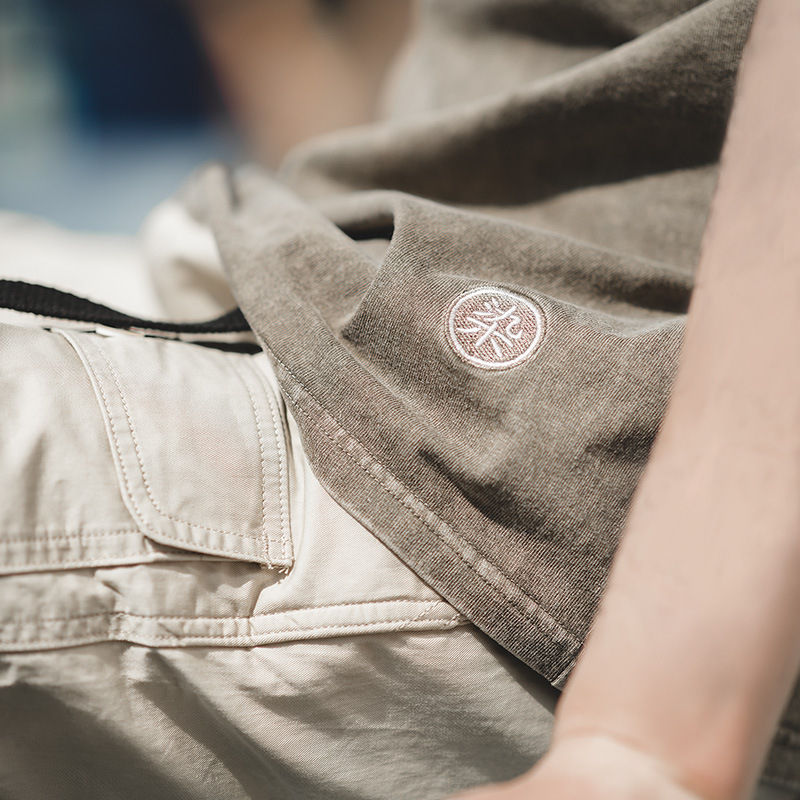 Summer vintage batik khaki casual half sleeved short sleeved base shirt