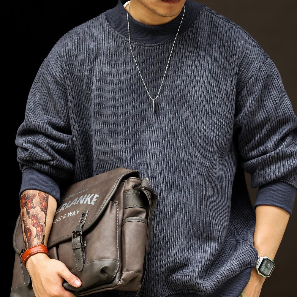 Swoosh Wool Knit Crew Neck Sweatshirt 540g Heavyweight Chunky Thread V