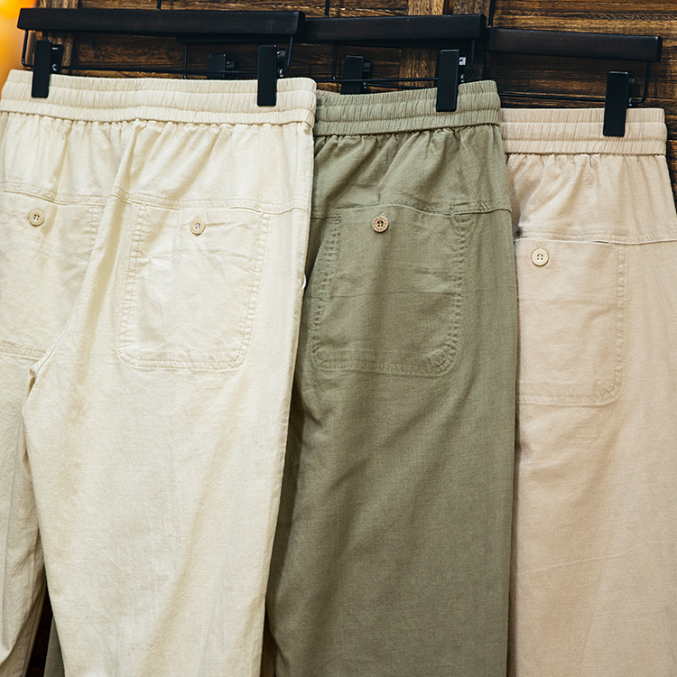 American retro spring new cotton men's loose straight casual pants