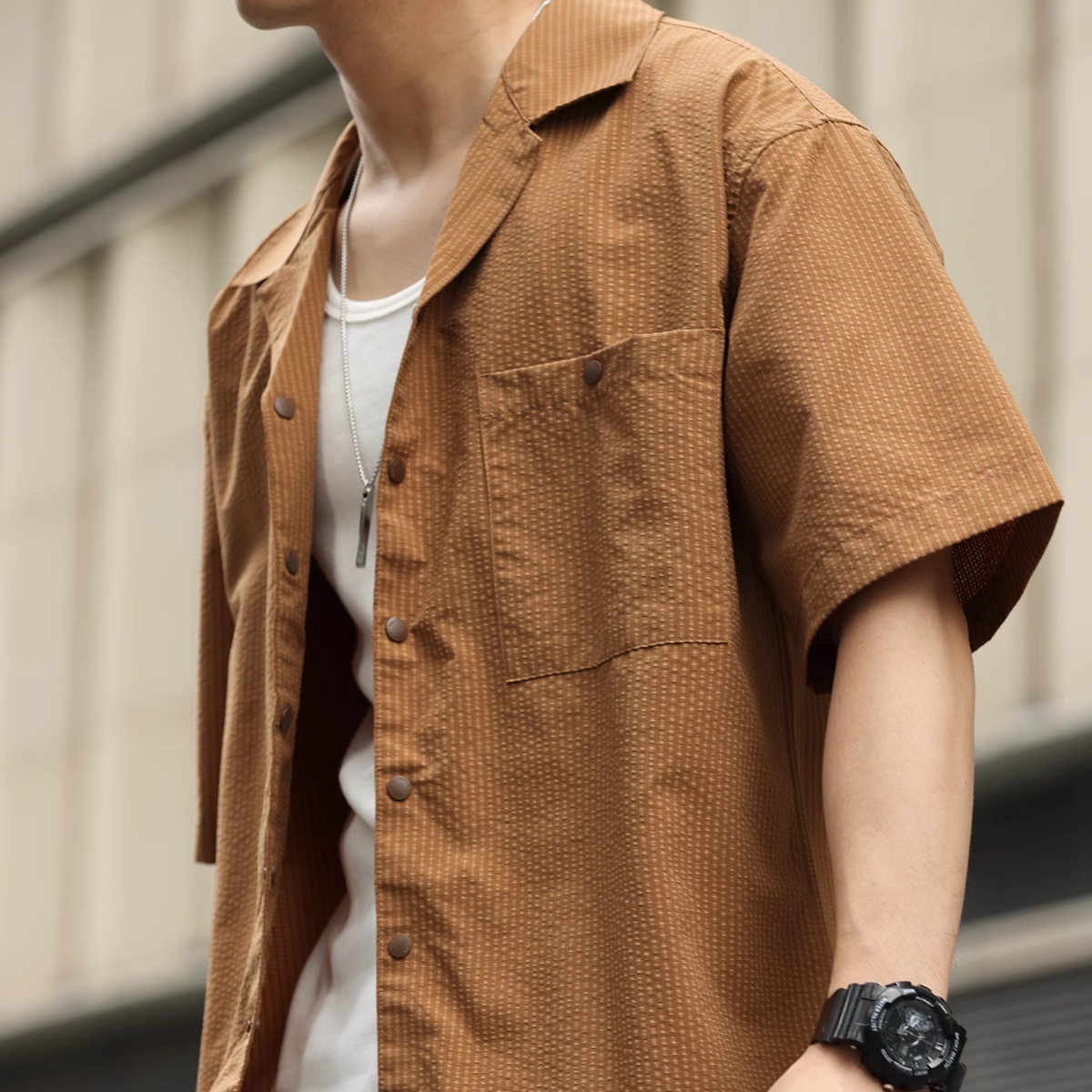 American style 120g plaid men's cool quick drying breathable shirt