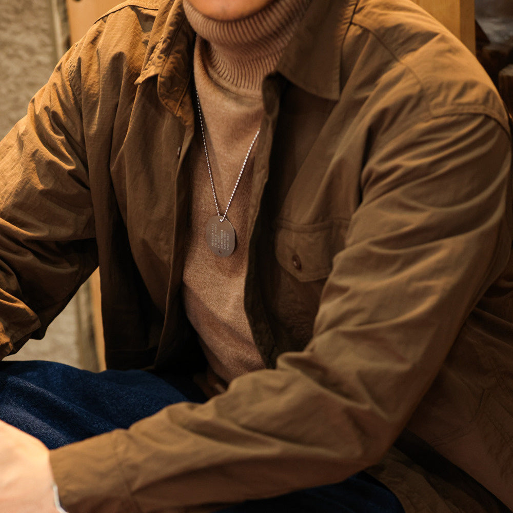 Outdoor coffee color thin long sleeved shirt, men's waterproof casual workwear, dark plaid jacket