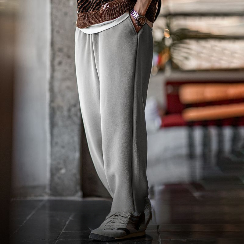Maden double-sided shaker fleece drawstring sweatpants padded warm sports leisure straight pants