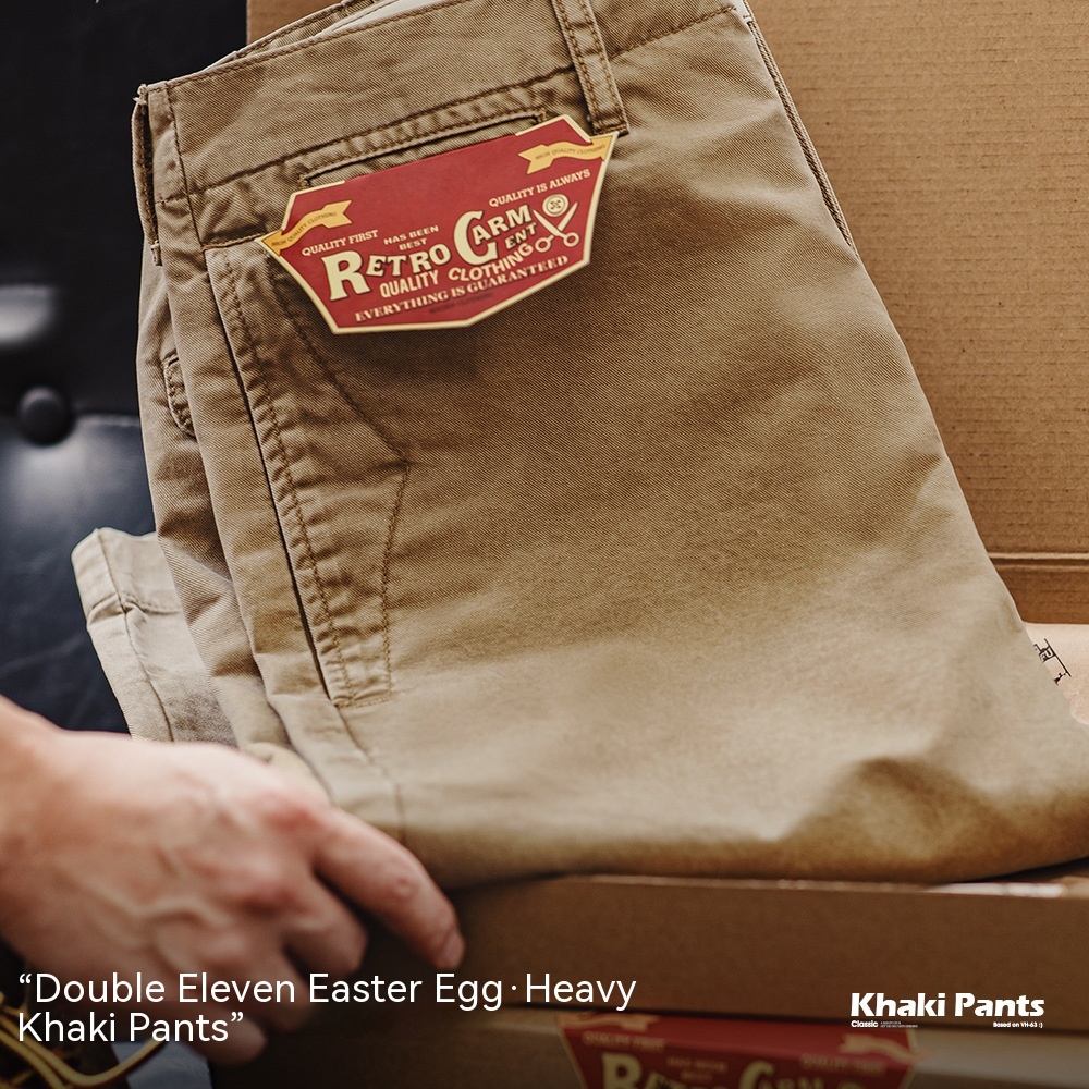 Maden Retro Heavy Khaki Casual Pants Amekaji Twill Cotton Slimming Straight Pants