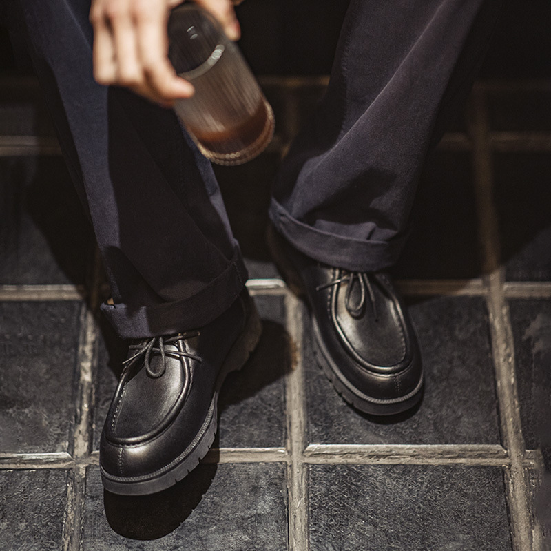 Maden retro Moccasin kangaroo shoes British casual black round toe Derby leather shoes