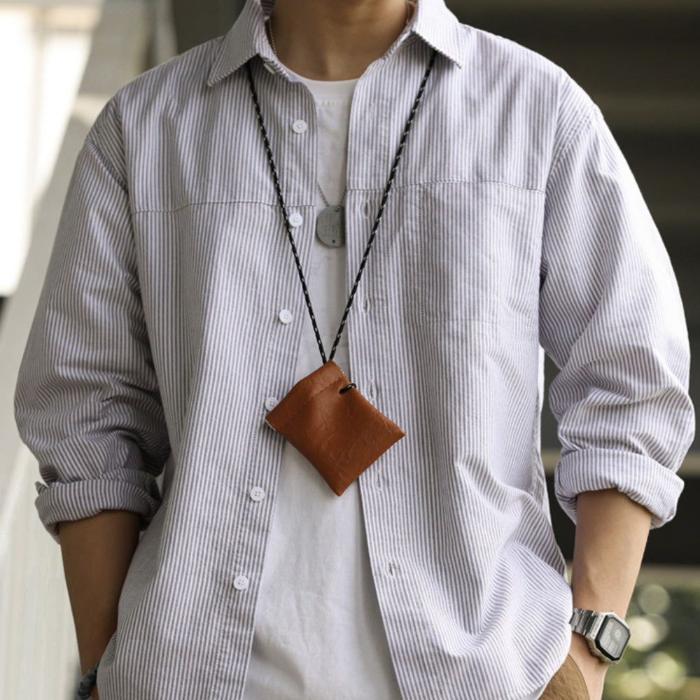 24S premium thin stripe long sleeved shirt made of pure cotton, layere