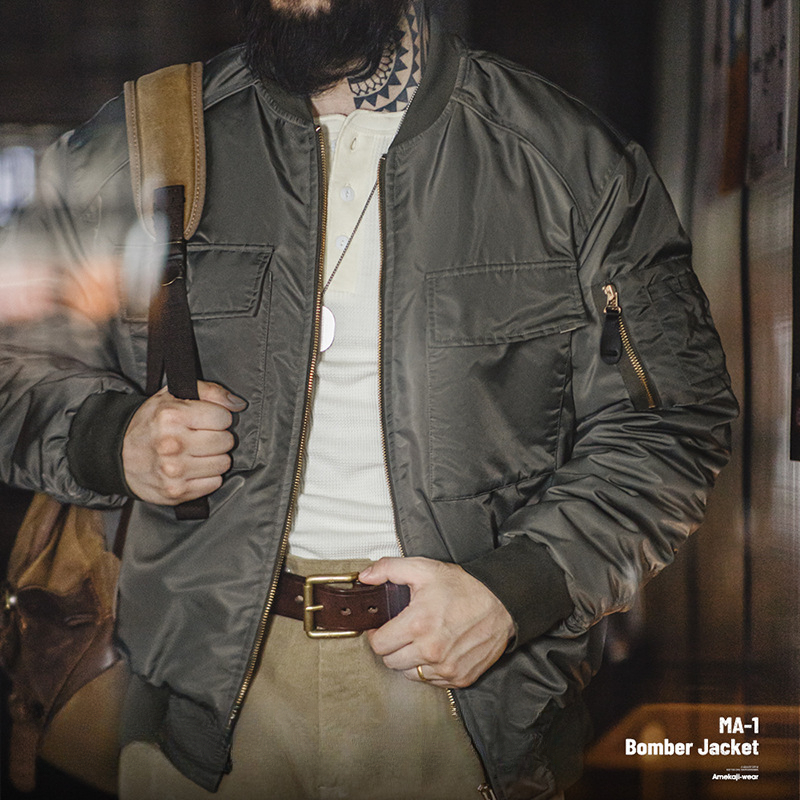 Maden vintage MA1 pilot cotton jacket military style thick baseball uniform coat