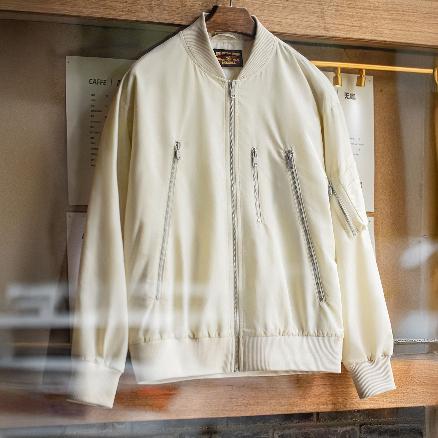 American casual white L2B nylon thin pilot jacket