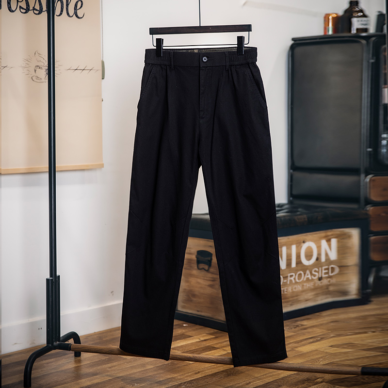 American retro men's spring new loose elastic straight leg casual pants