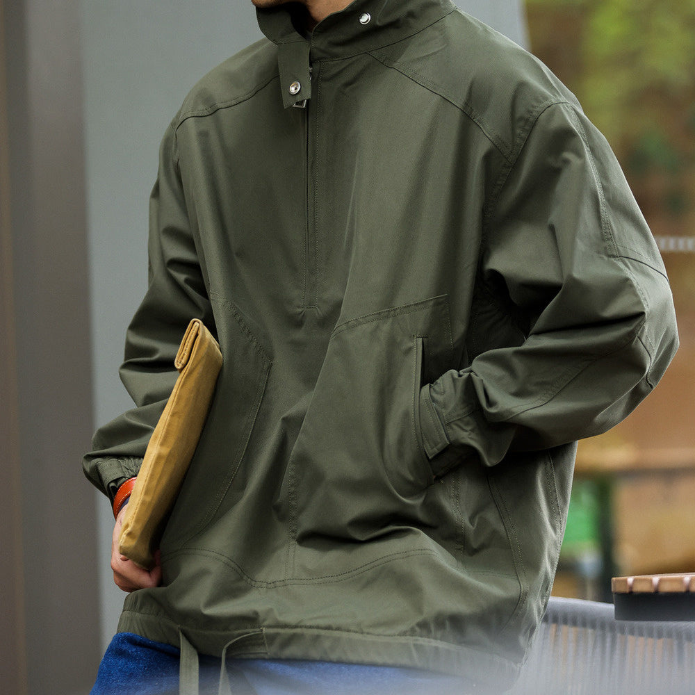 Half zip stand up collar casual workwear jacket, men's assault outdoor