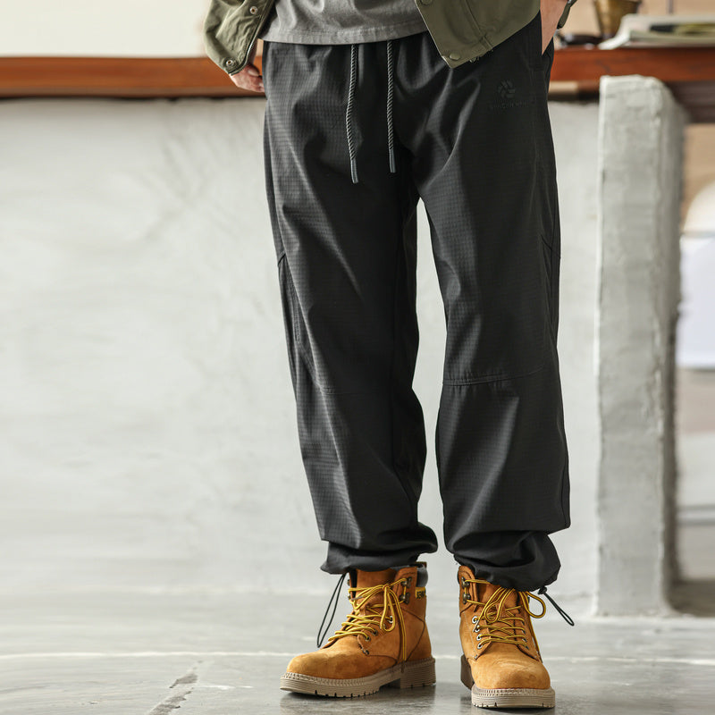 Casual Outdoor Functional Drawstring Work Pants Loose Sports Drawstring Straight Paratrooper Pants