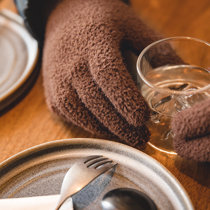 Maden Vintage Black Sable Fur Knitted Windproof Coldproof Warm Full Finger Gloves