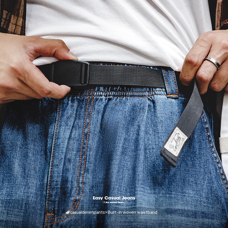 Maden Denim Wash Cat Beard Loose Straight Leg Jeans