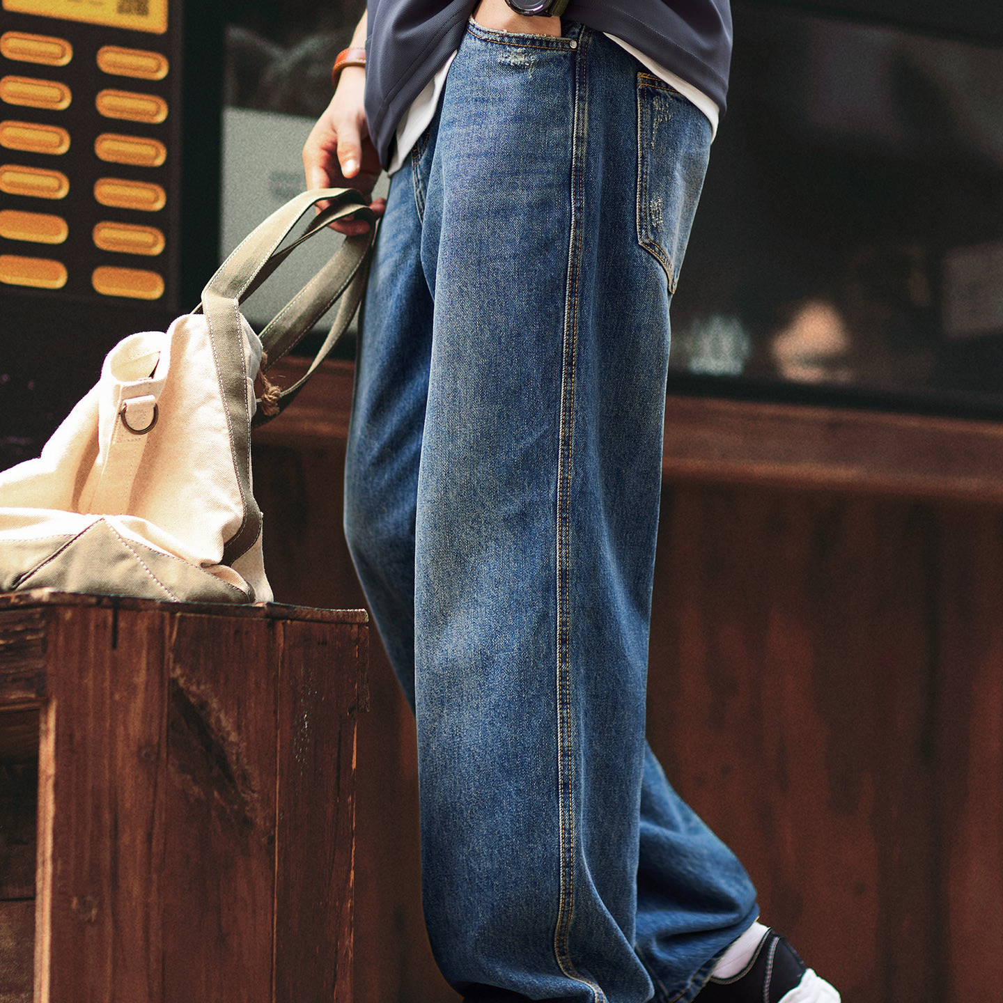 [Washing Bull] Autumn New American Retro Straight leg Jeans