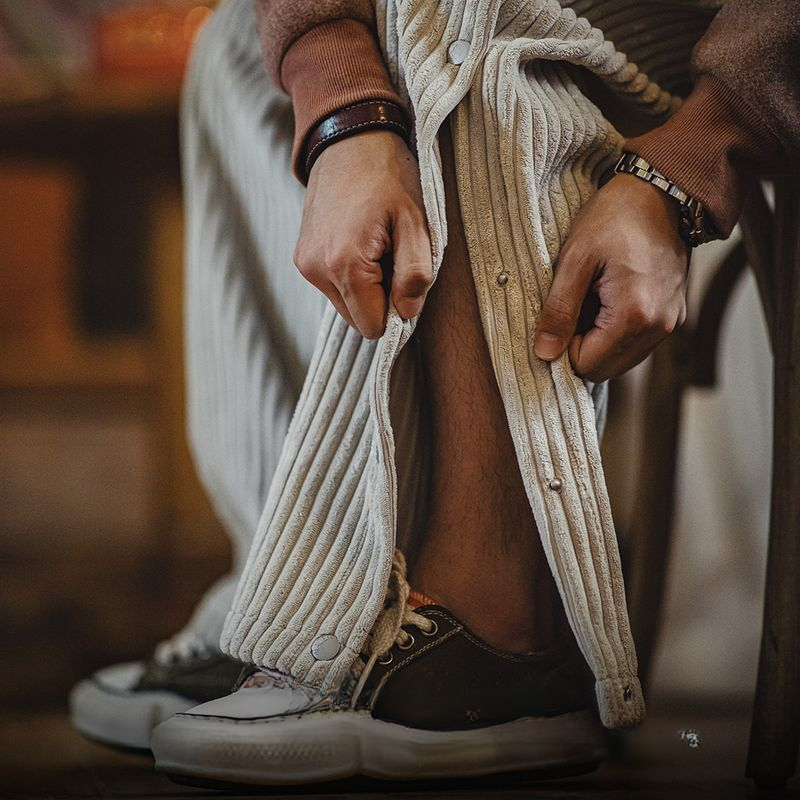 Maden vintage corduroy breasted sweatpants, loose fit, sporty and casual striped velvet straight leg pants