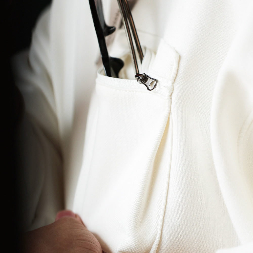 Casual workwear 3D pocket hoodie 360g looped bottom sports round neck long sleeved top