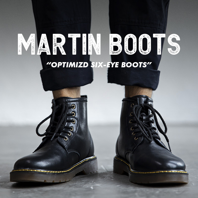 Maden Retro men's high top workwear boots, British style mid top versatile short boots