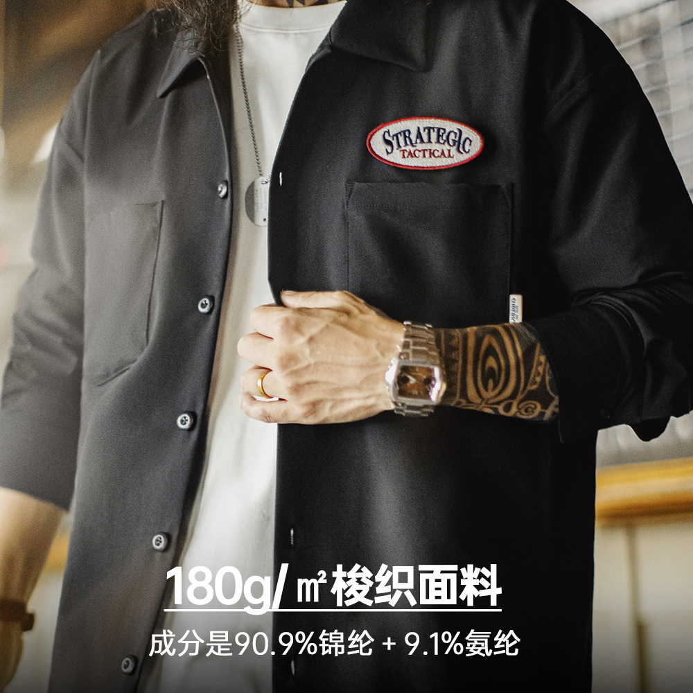 American black pocket mountain functional commuting Casual Shirts