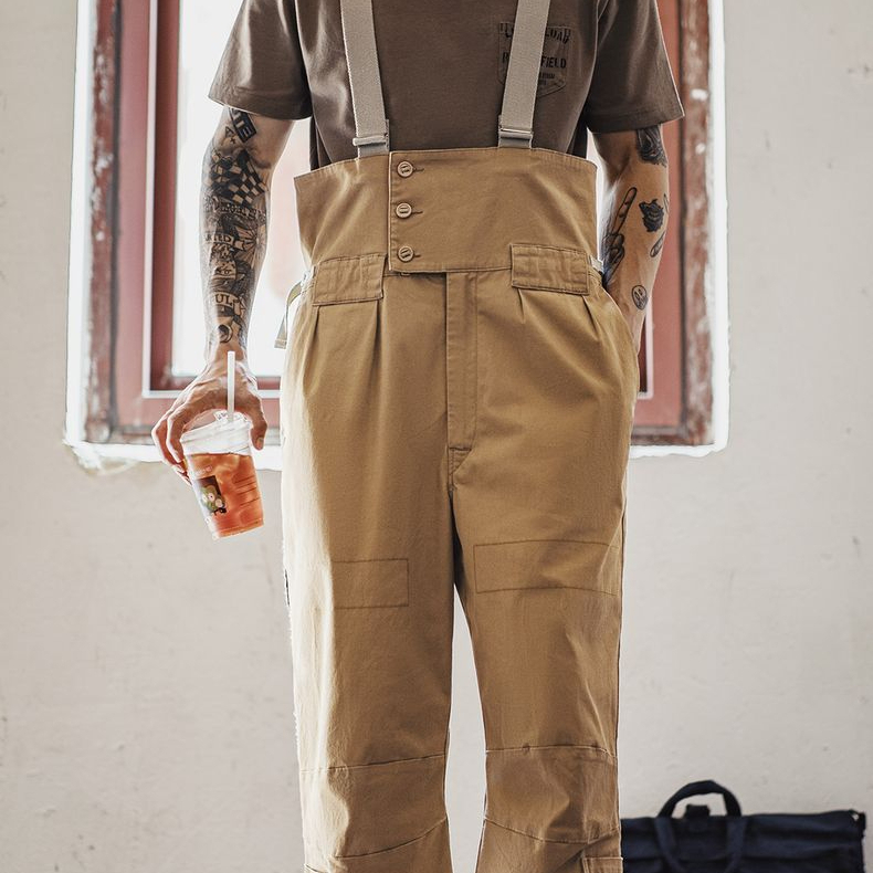 American Amikaji Retro Loose BF Straight Strap Pants Casual Strap Long Pants