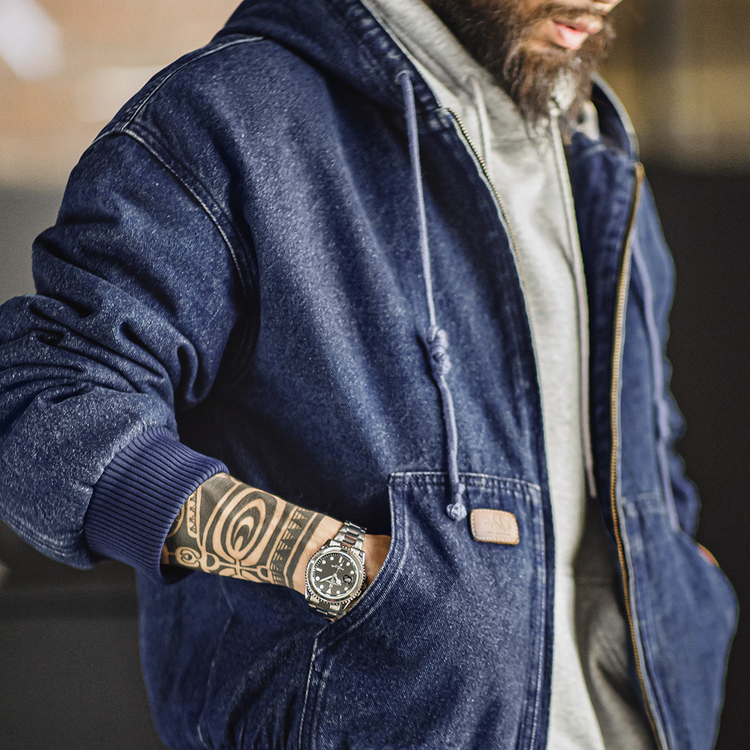 American Retro Washed Men's Denim J130 Hooded Jacket