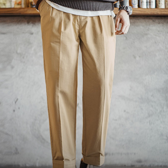 Maden vintage Chino casual pants vintage tapered pure cotton khaki straight leg pants