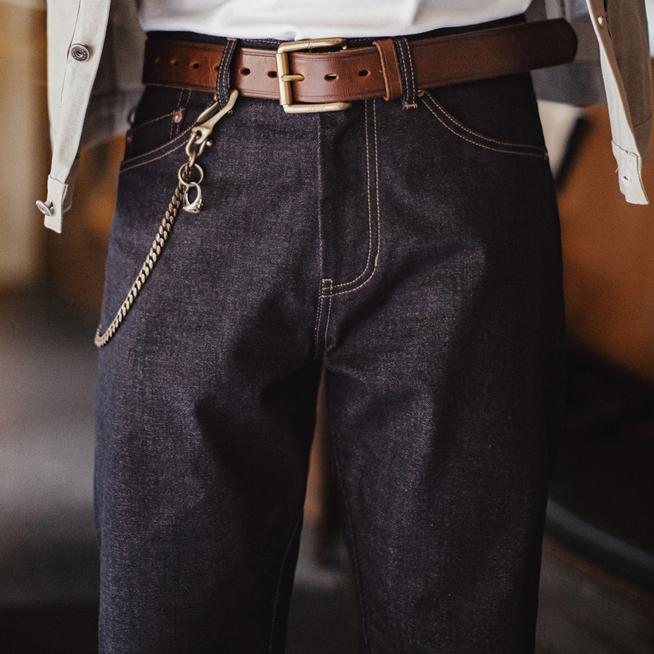 American Retro Micro Tapered Dark Straight Leg Casual Denim Jeans