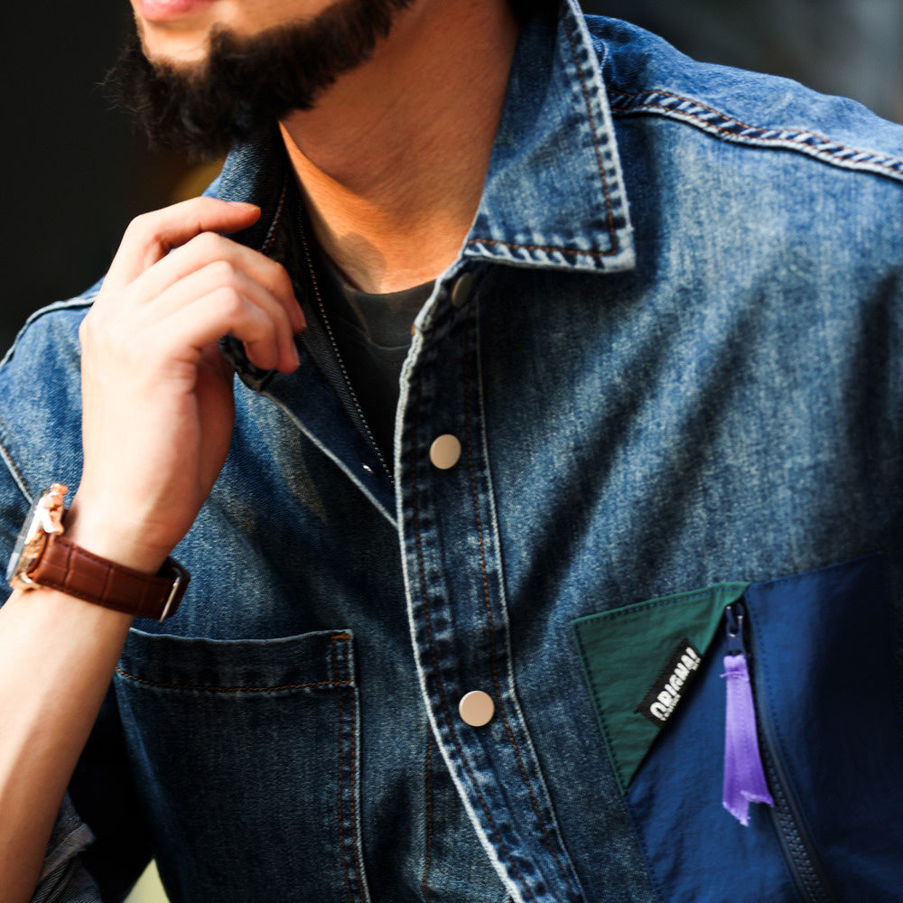 Sailuo Textile Denim Outdoor Color Contrast Splicing Pocket workwear Shirt Jacket