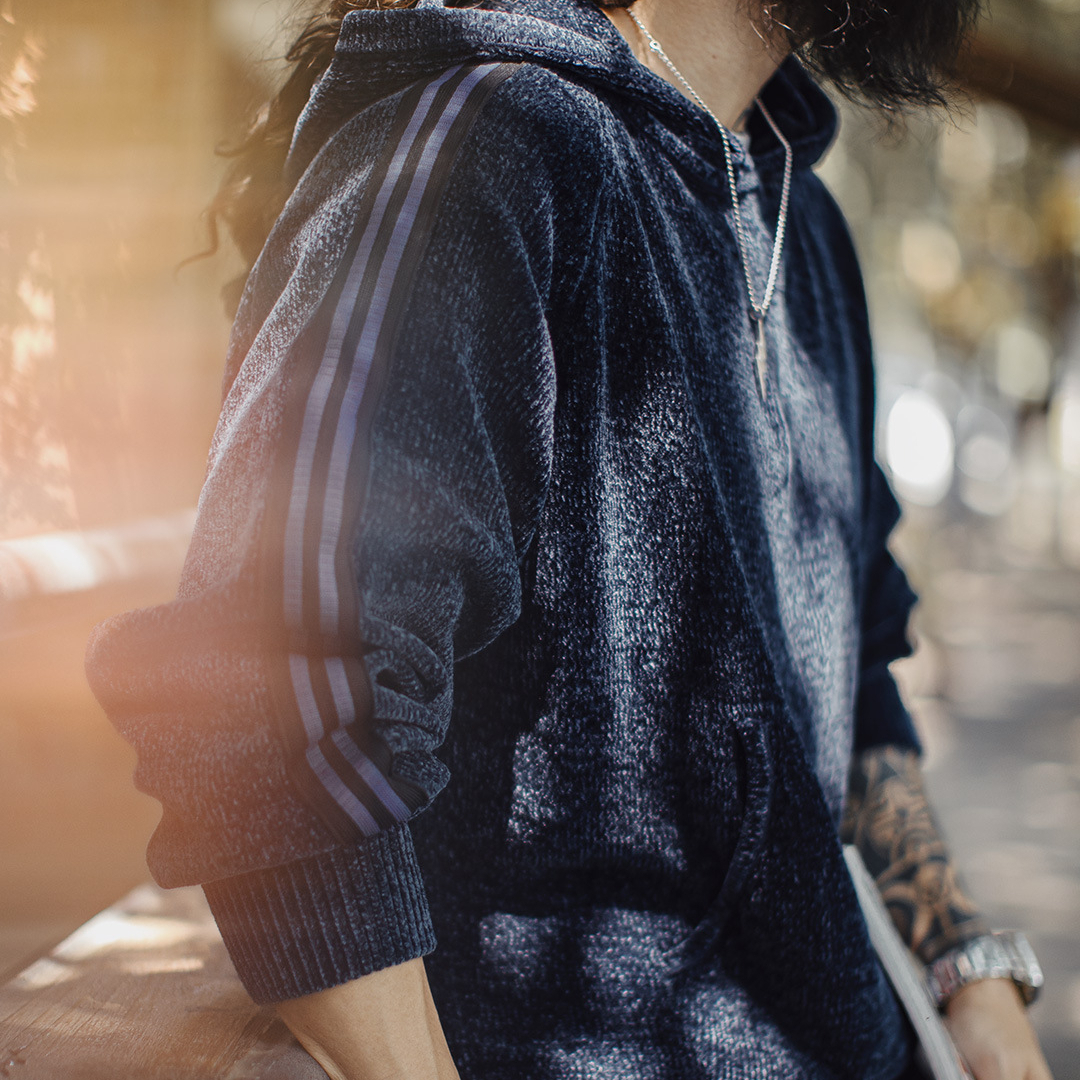 American Retro Chenille Pullover Warm Corduroy Thick Hoodie