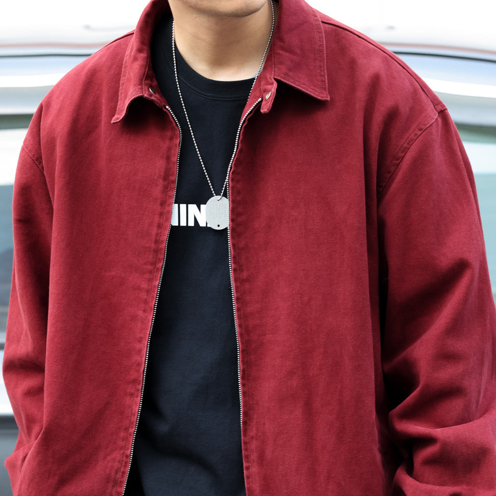 Gray style Ankola red jacket men's casual cleanfit lapel Harrington jacket