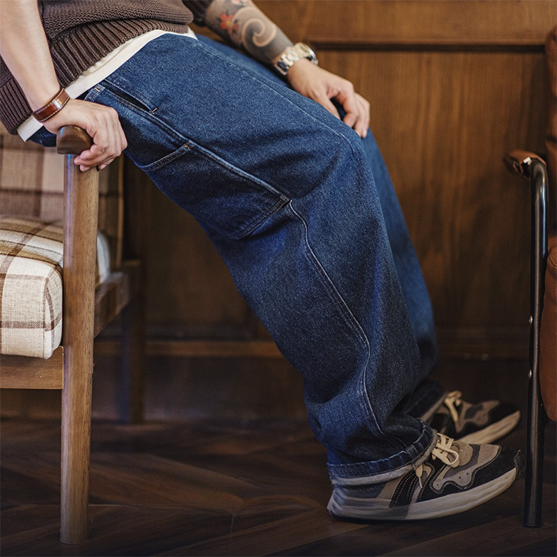 Autumn American retro men's loose straight leg casual jeans