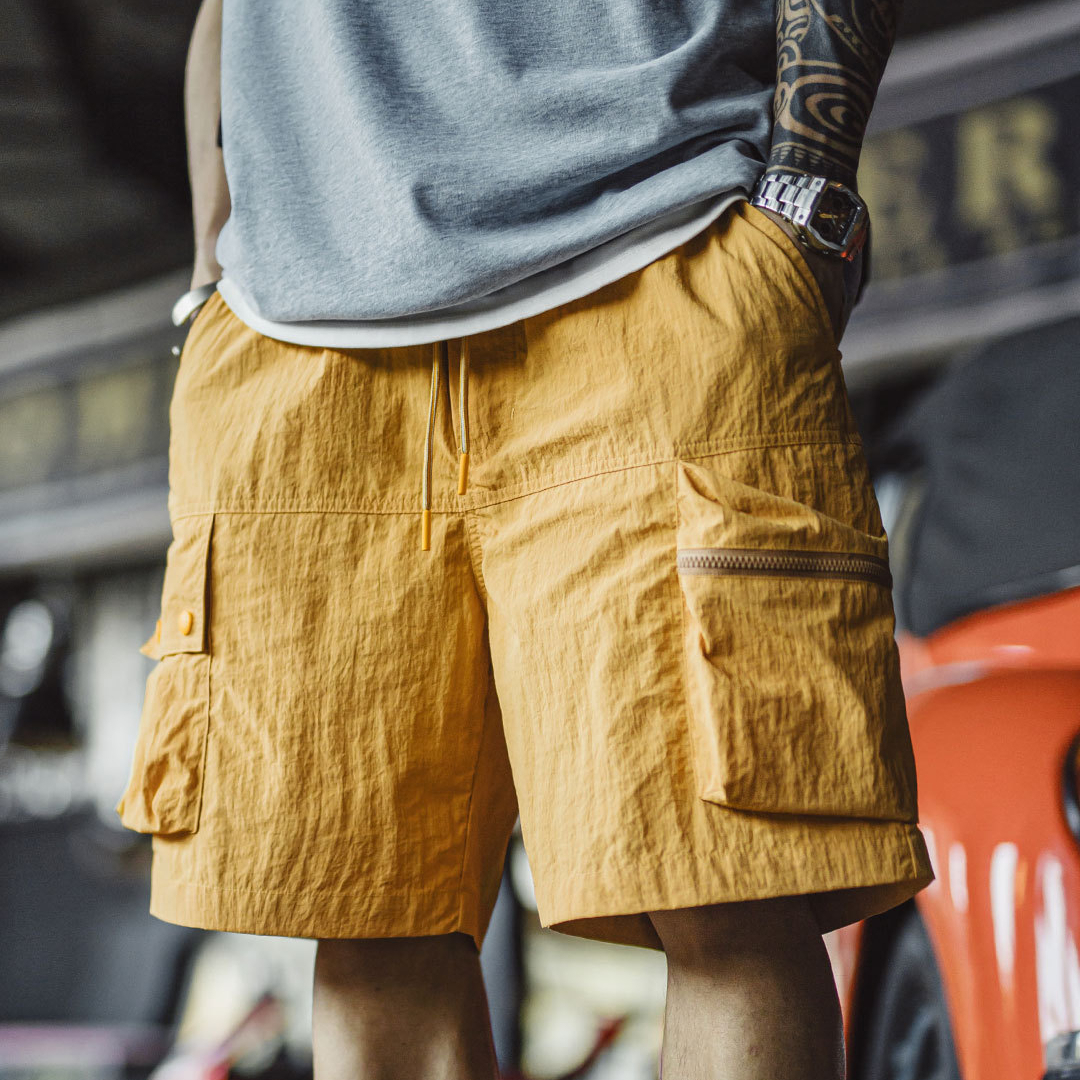 Summer American retro mountain style quick drying multi pocket shorts